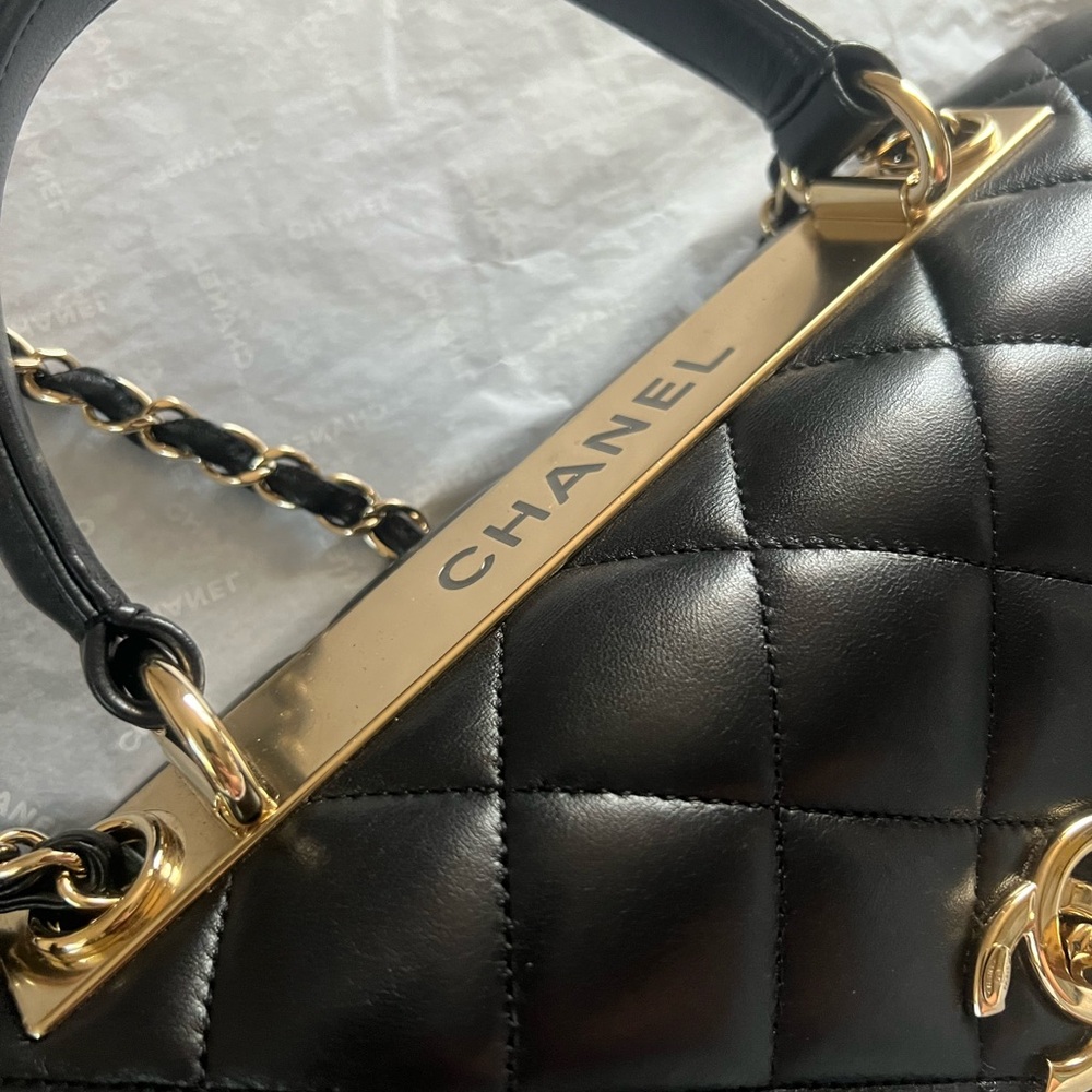 🖤✨Chanel Trendy Black Quilted Lambskin Top Handle Bag Mint! Full set ! - Picture 5 of 8